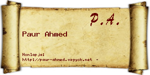 Paur Ahmed névjegykártya